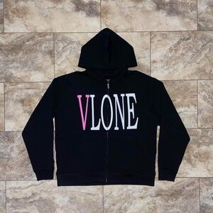 Vlone Pink Staple Black Zip Hoodie (Limited Edition) Size Large